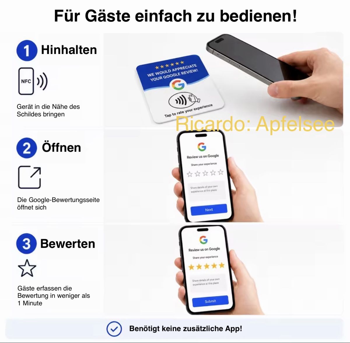 Insegne: Google Bewertung digitales Schild / Tafel – Nuovo e nell'imballaggio originale da Basel venduto da Apfelsee 3