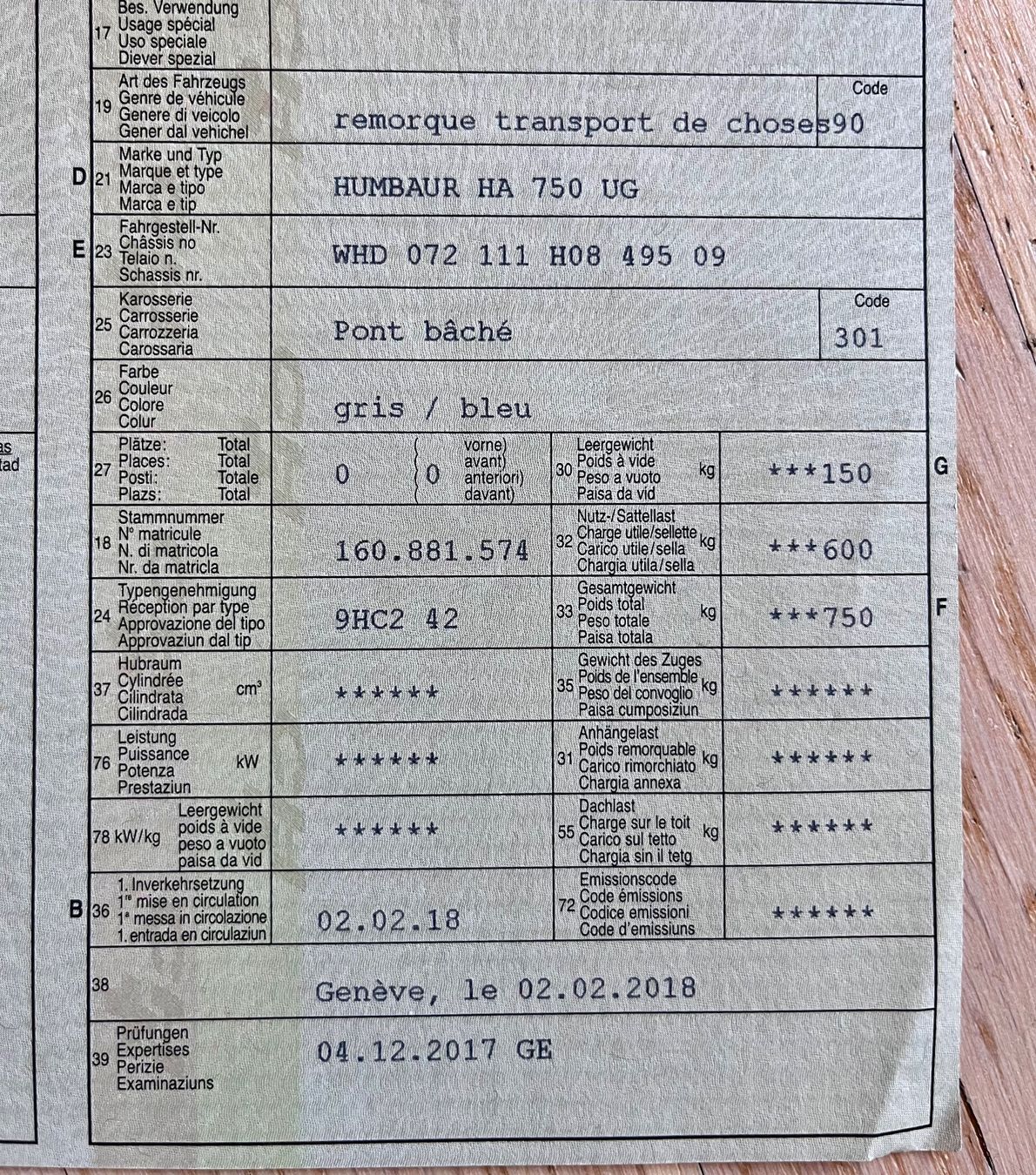 Humbaur Anhänger: Remorque Humbaur HA 750 UG – Gebraucht aus Genève von RVA_GVA 9