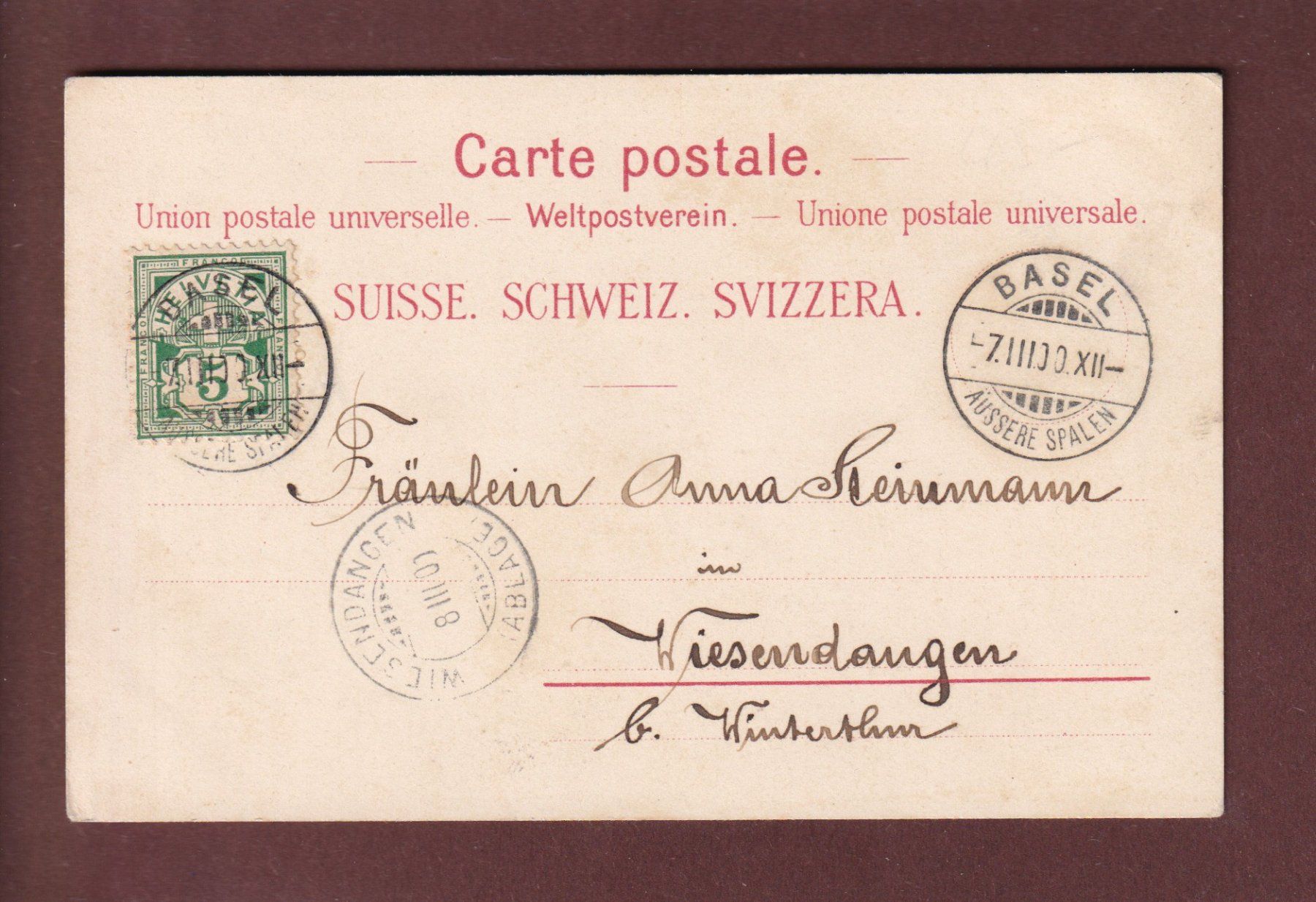 Cartoline postali: Gruss aus BASEL - 1900 Litho Künzli – Usato da Pully venduto da nicecards 1