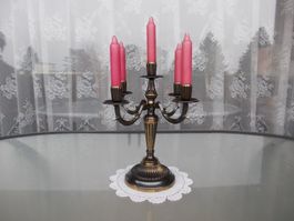 30cm grosser 5flammiger Messing Kerzenständer 60/70er Jahren