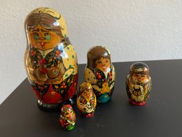 5 Russische Puppen Matroschka Holz bemalt