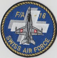 Patch Swiss Air Force F/A-18 gold Rand+Schrift.Stoff Klett.