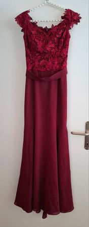 Elegantes Abendkleid Spitze Bordeaux Gr. 34 Festlich Hochz.
