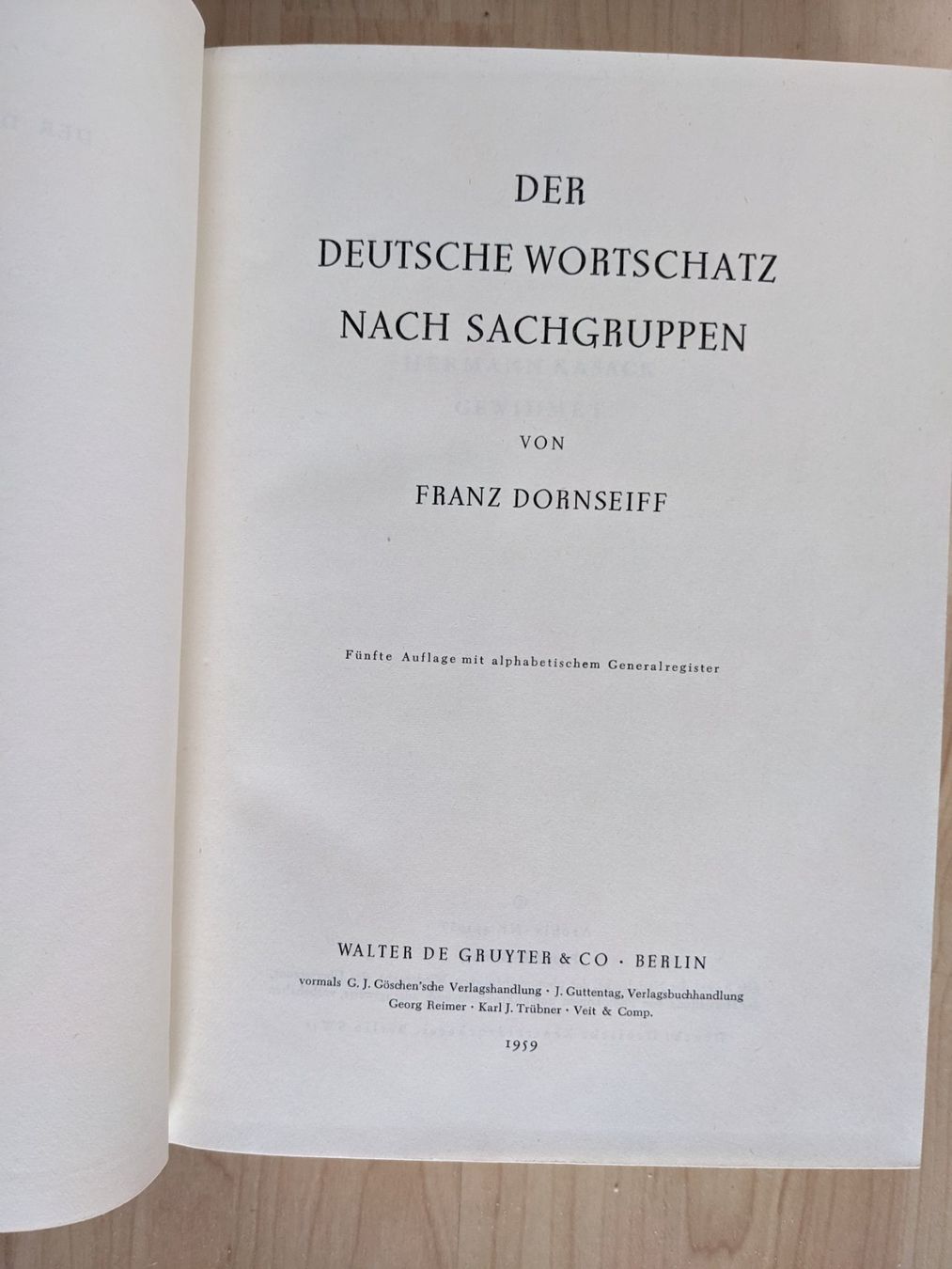 Libri: Dornseiff: Der deutsche Wortschatz,  1959 – Usato da Rotkreuz venduto da eulennest 1