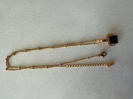 Collana dorata pendente malachite verde nuova elegante