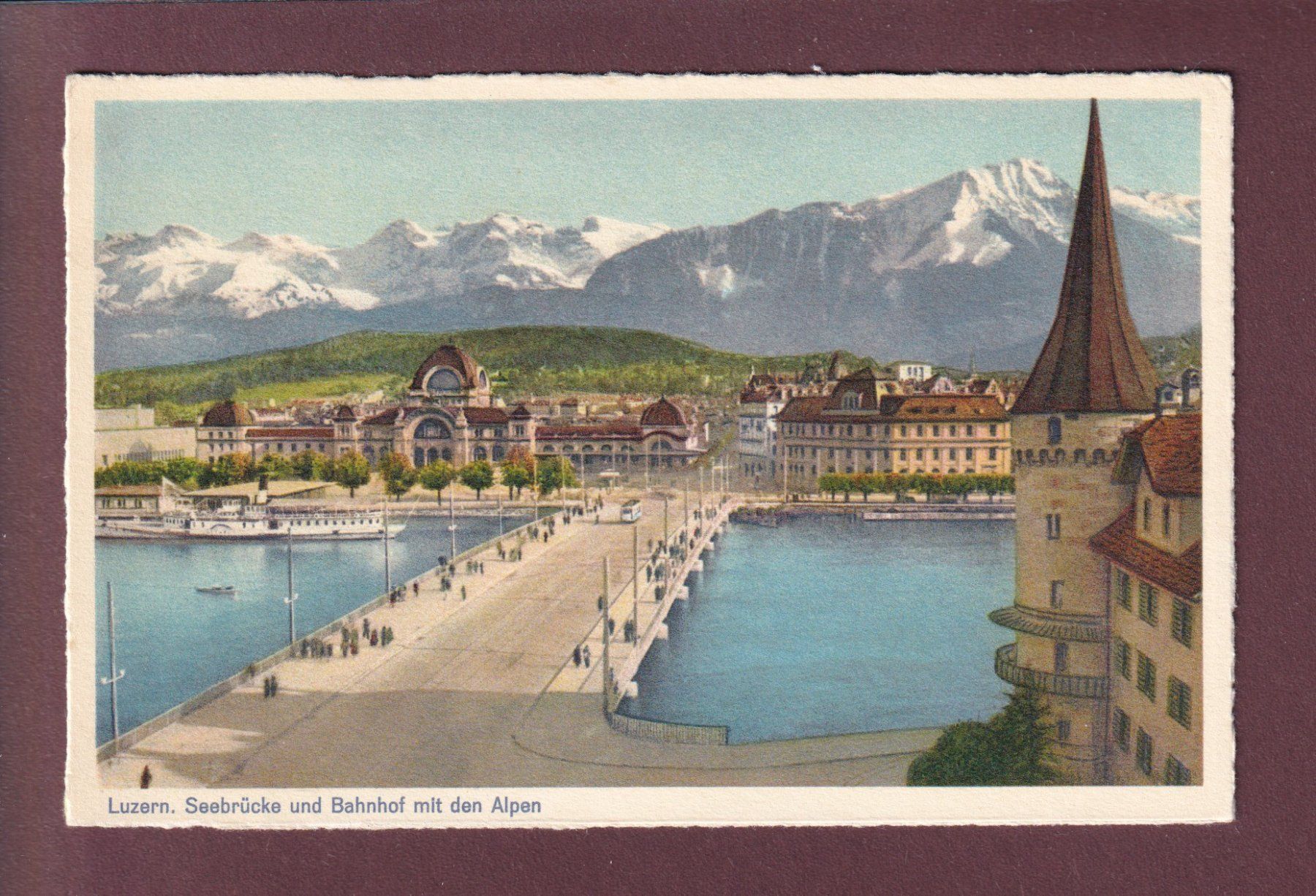 Cartoline postali: LUZERN - Seebrücke - Bahnhof – Usato da Pully venduto da nicecards