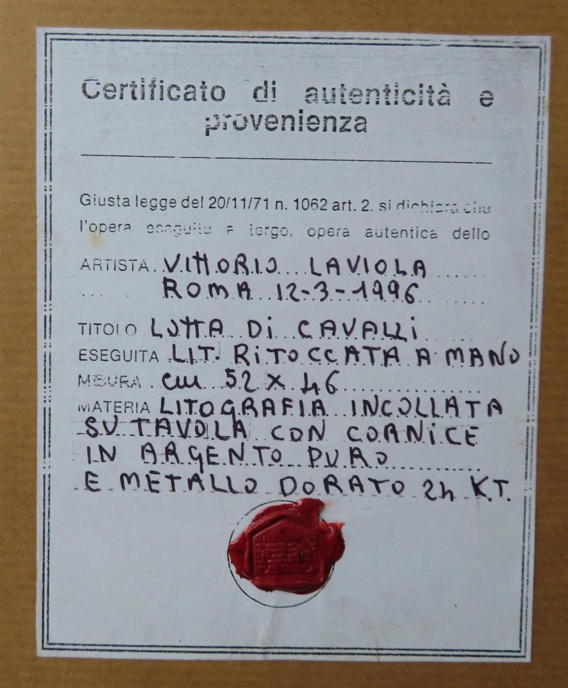 Dipinti: Gemälde Vittorio La Viola Lutta Cavalli – Usato da Tüscherz-Alfermée venduto da Newpad 5