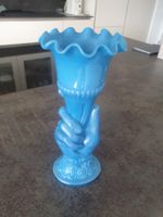 Blaue Opalin-Vase, Hand-Design, Vintage Stil - Blickfang!