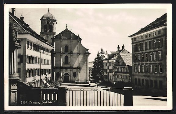 Ansichtskarten: AK Trogen, Dorfplatz mit Kirche – Gebraucht aus Berlin von bartko-reher
