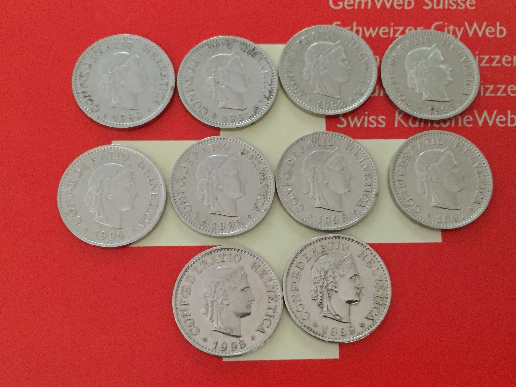 Tutti le monete: 10 Rappen 1990 - 1999 komplett – Usato da Elsau venduto da herbybay 7