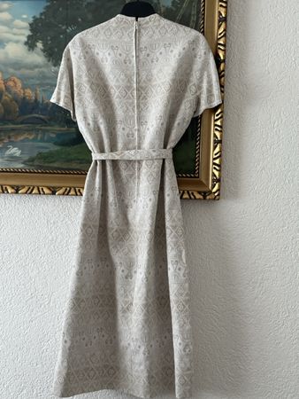 Vintage Handarbeit Gereinigt Kleid Beige ReineCoton,Gr38,