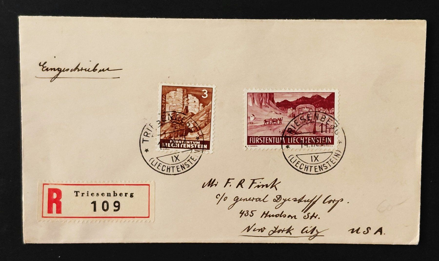 Alle Briefmarken: Ganzsache Liechtenstein 1937 – Gebraucht aus Luzern von qualifair