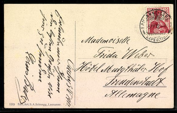 Cartoline postali: AK Ouchy, Uferpartie mit Schloss, 1912 – Usato da Berlin venduto da bartko-reher 1