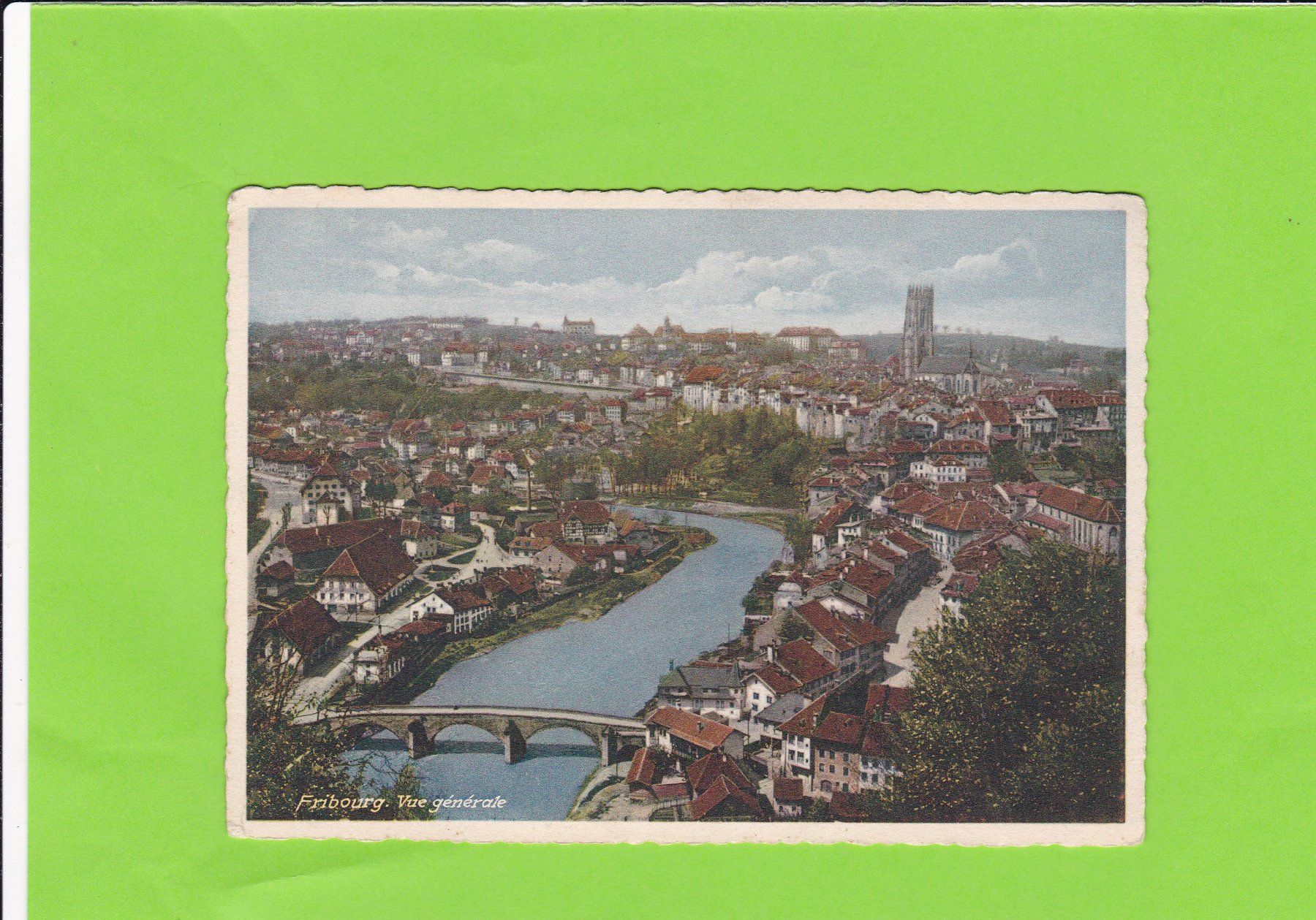 Cartoline postali: Fribourg, vue générale--Edition Guggenheim – Usato da St. Peterzell venduto da neckertal