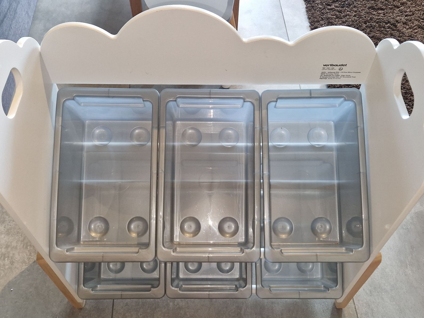 Allestimento di negozi e stand fieristici: Meuble de rangement enfant blanc avec bacs – Usato da Reverolle venduto da ama_5brg