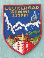 Vintage Badge Wappen LEUKERBAD GEMMI ST. GALLER STICKEREI