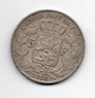 (1346) Belgien, 5 Francs 1868, ss-vz