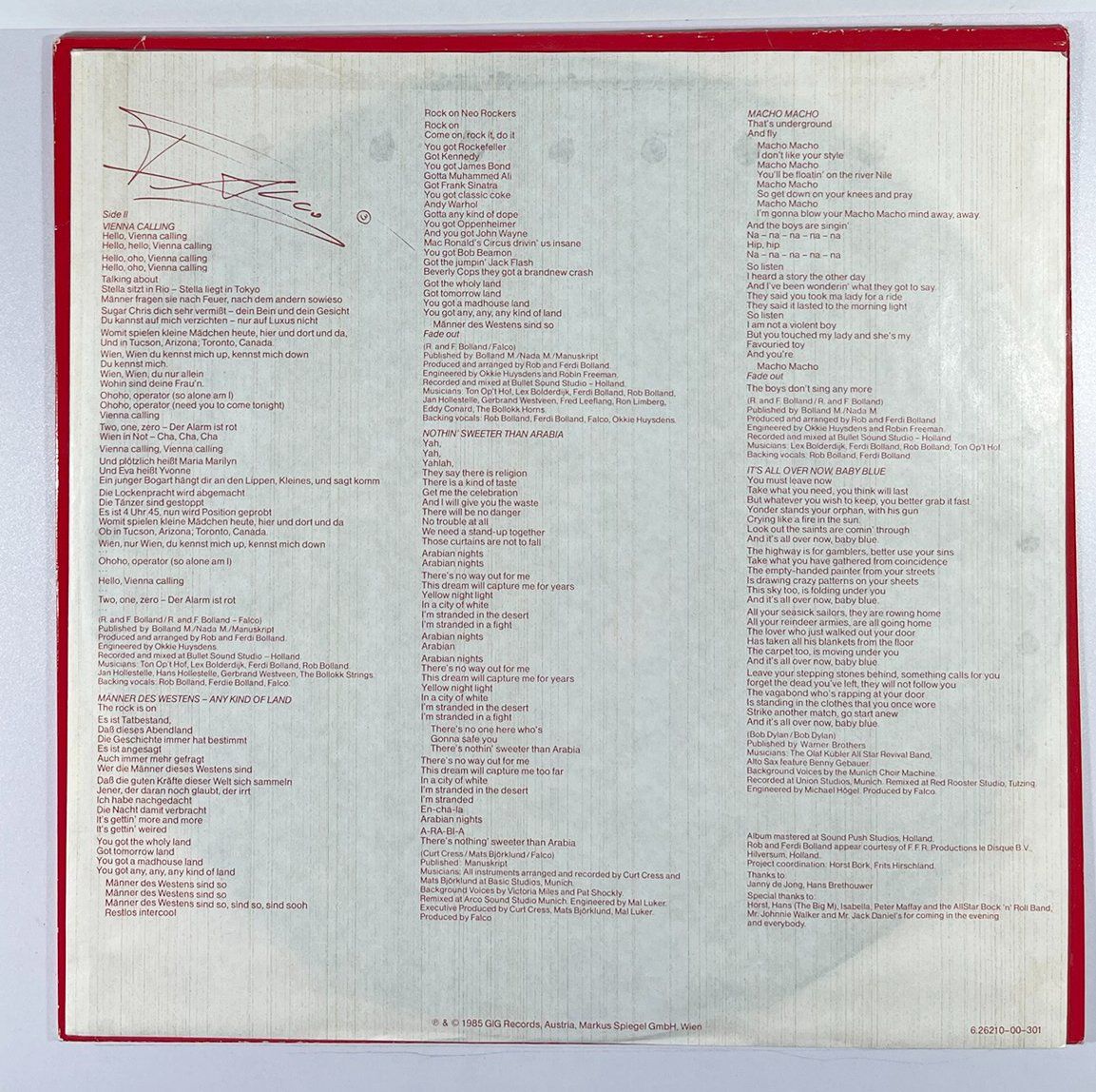 Dischi in vinile: LP: FALCO - 3 (1985) – Nuovo (secondo la descrizione) da Frenkendorf venduto da Yard-Sale-2000 5