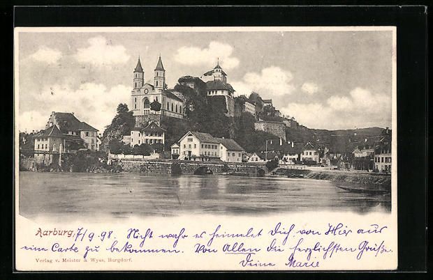 Cartoline postali: AK Aarburg, Ortsansicht mit Kirche, 1898 – Usato da Berlin venduto da bartko-reher