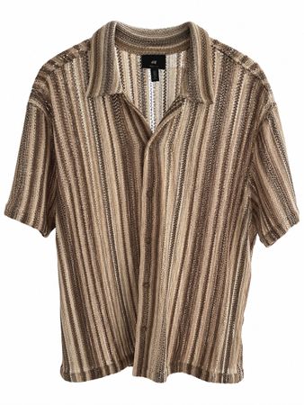Herren Hemd H&M gestreift braun kurzarm guter Zustand