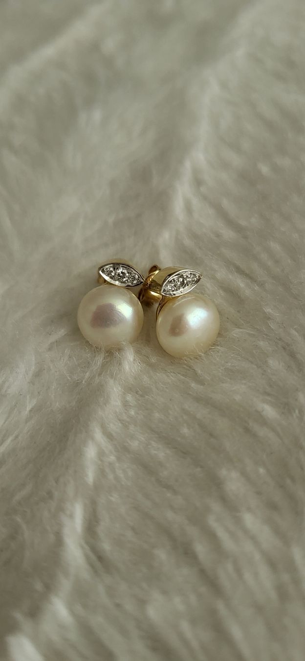 Boucles d'oreille: Fantastische Perlenohrstecker mit Brillanten  – Neuf (Voir description) à Unterägeri par Altgoldschmuck 3