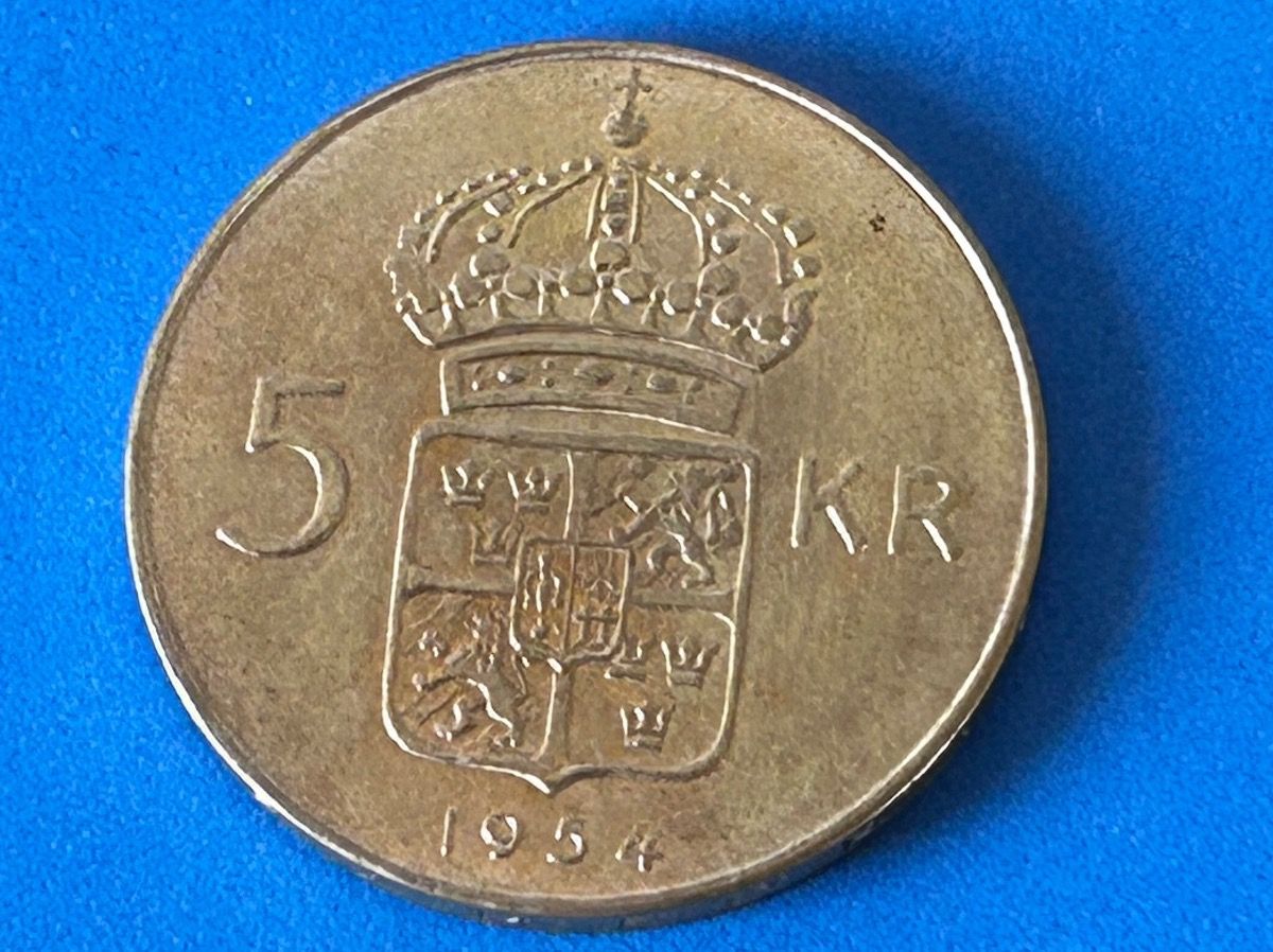 Tutti le monete: Sweden - 5 Kronor - 1954 – Usato da Corcelles NE venduto da AJKader