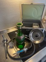 Shisha Wasserpfeife Chromstahl mit Koffer & Zubehör Set grün