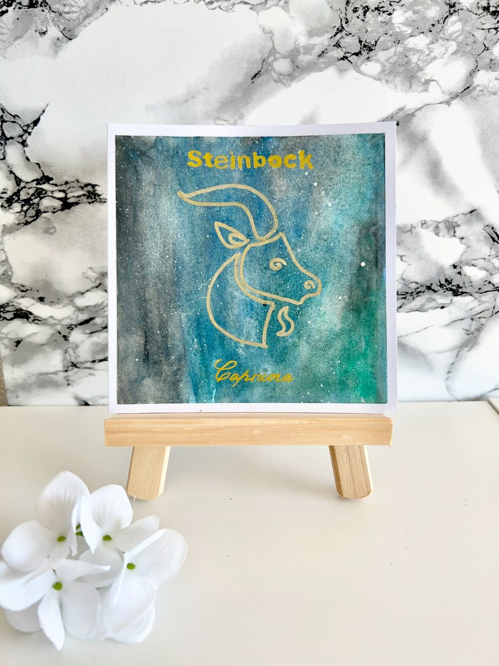 Cartoline: Handgemaltes Steinbock Aquarell, Sternzeichen Karte – Nuovo e nell'imballaggio originale da Hitzkirch venduto da cindys_handwerk