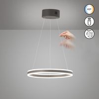 LED Pendelleuchte, Grau, Dimmer, 50 cm Ø