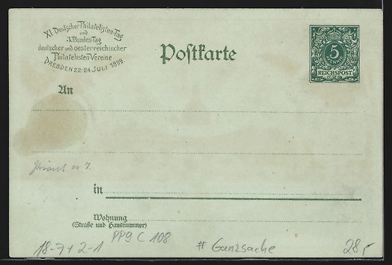 Cancelleria postale: Litho Ganzsache PP9C108: Dresden, 11. De – Usato da Berlin venduto da bartko-reher 1