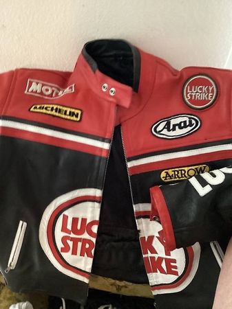 Lederjacke Motorrad Grösse L Lucky Strike mit Patches