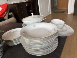 Speiseservice Chirnding Bavaria Blumen Goldrand Set
