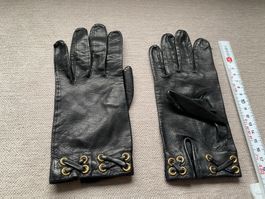 Leder Handschuhe schwarz, ungefüttert