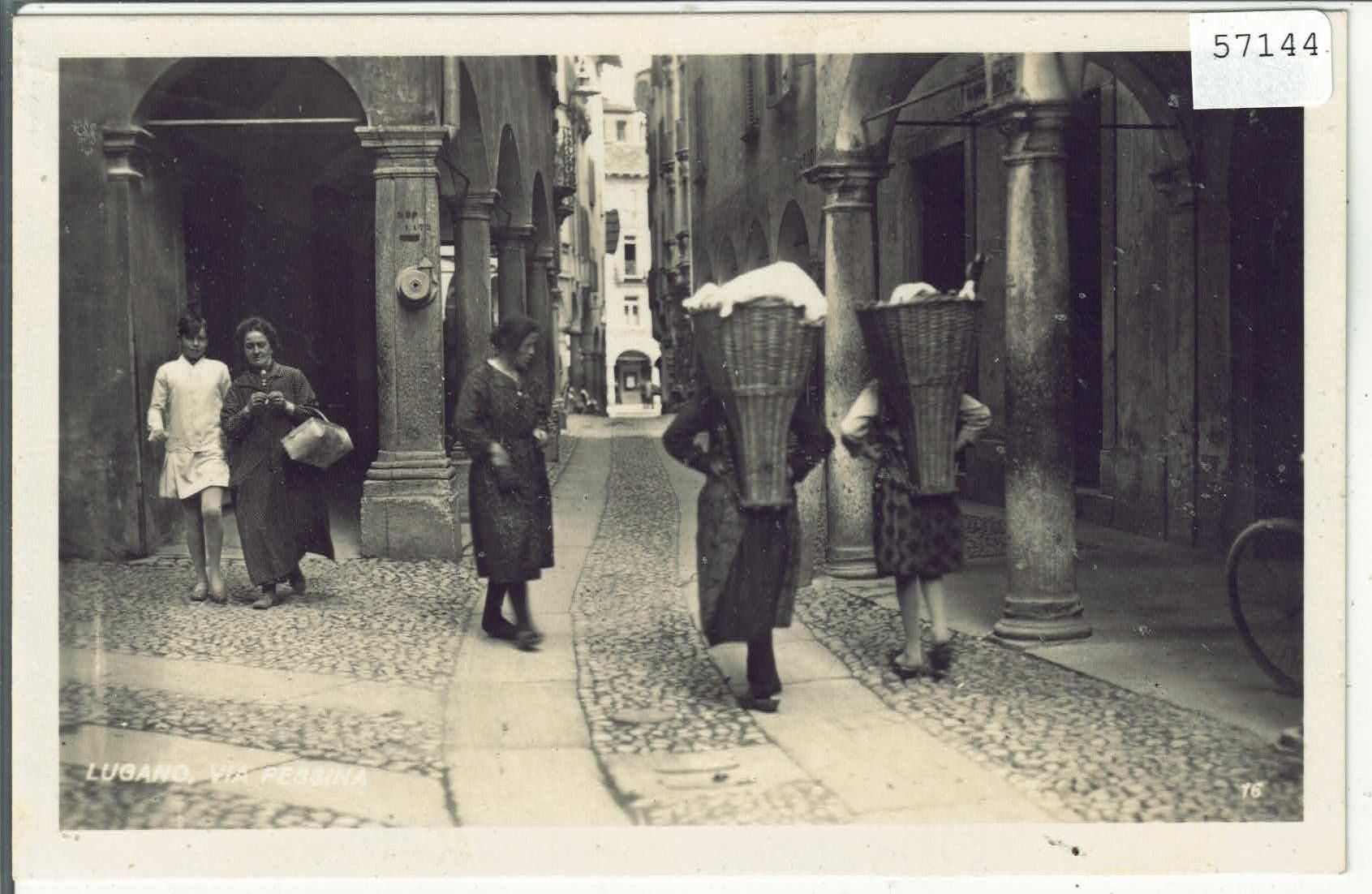 Cartoline postali: Lugano - Via Pessina - animee – Usato da Ettingen venduto da Kartenplanet