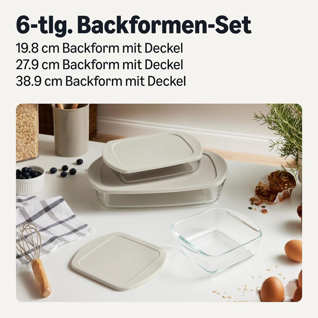Backformen: Glas-Backformen Set 6-teilig mit Deckel | Ofenfest – Neu und originalverpackt aus Suhr von SchnapperCH 1
