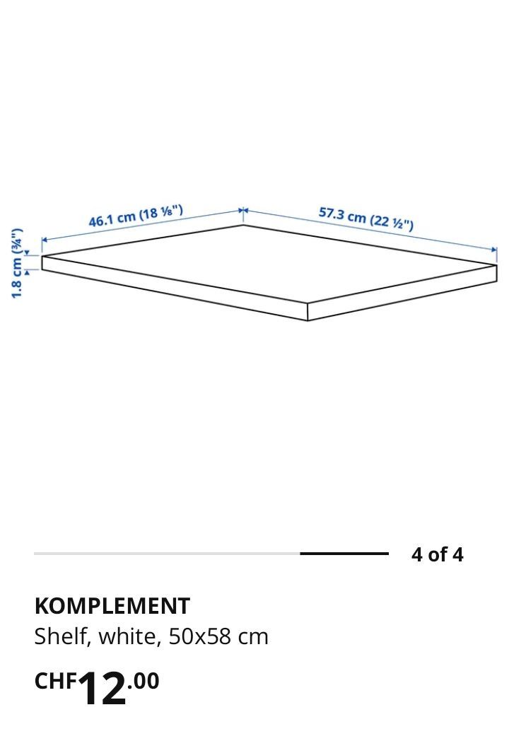 Ikea Scaffali: KOMPLEMENT Shelf, white, 50x58cm, new – Nuovo e nell'imballaggio originale da Zell ZH venduto da and_c75b 1