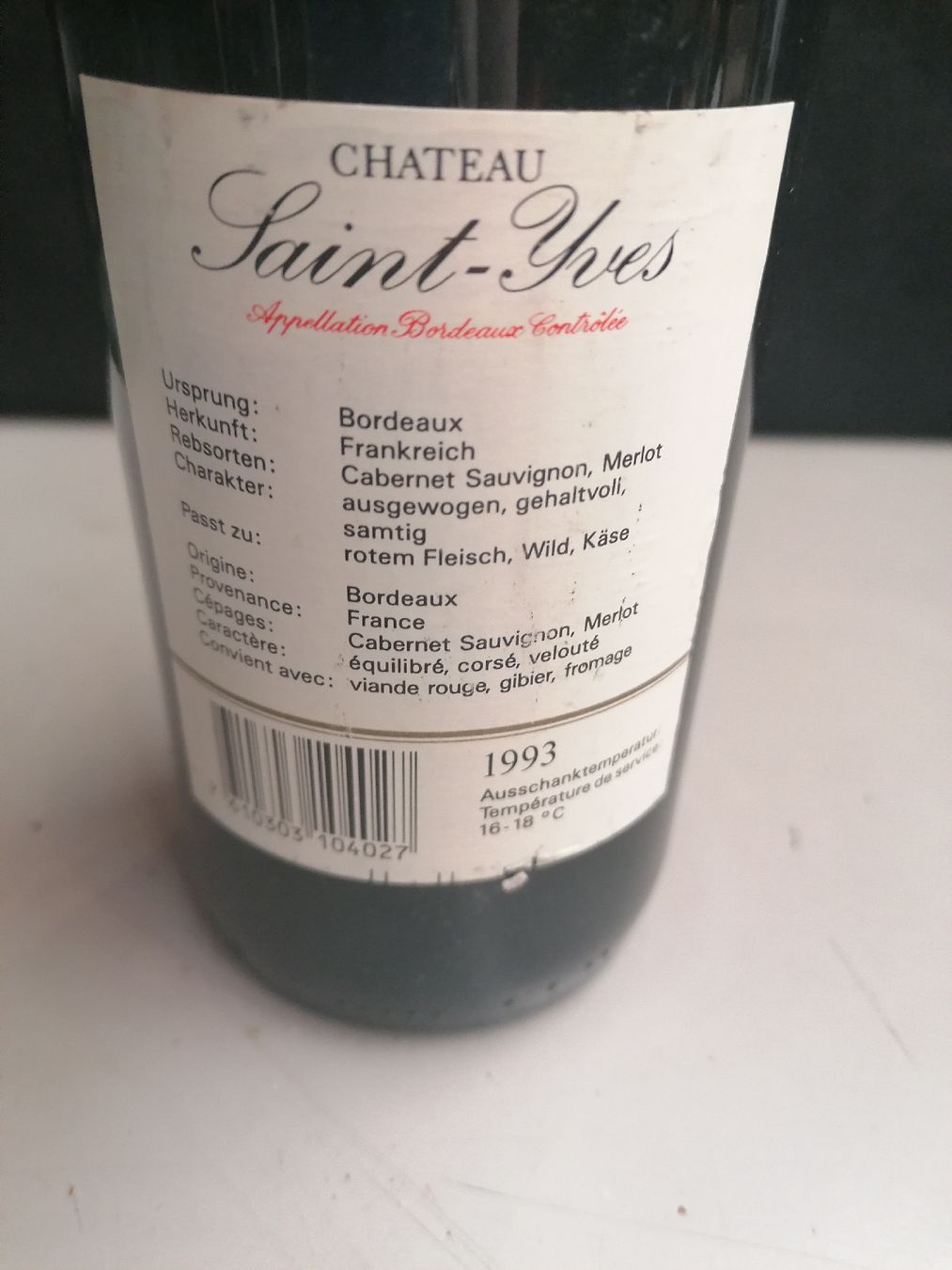 Vino: CHÂTEAU SAINT-YVES 1993 – Usato da Genève venduto da Leboucheoreilles 7