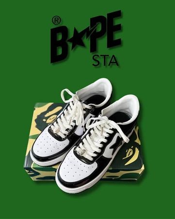 Bapesta A Bathing Ape Schwarz & Weiß, Größe 44