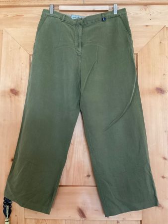 LEINEN HOSE KHAKI OLIV GRÖSSE IT46 D40 MATHS