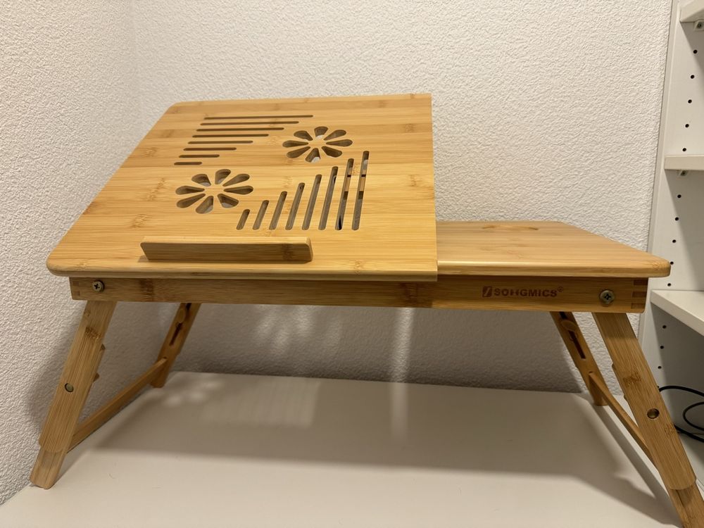 Bureau mural pliable pour ordinateur portable en bois massif, table à