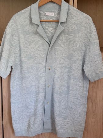 Mango Hemd Shirt hellblau mit Struktur Grösse L