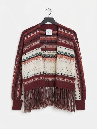 Wunderschöner Strick-Cardigan mit Fransen im Boho-Ethno-Stil