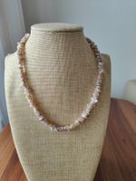 Süsswasserperle Kette, Keshi 6 - 9mm, apricot - lila