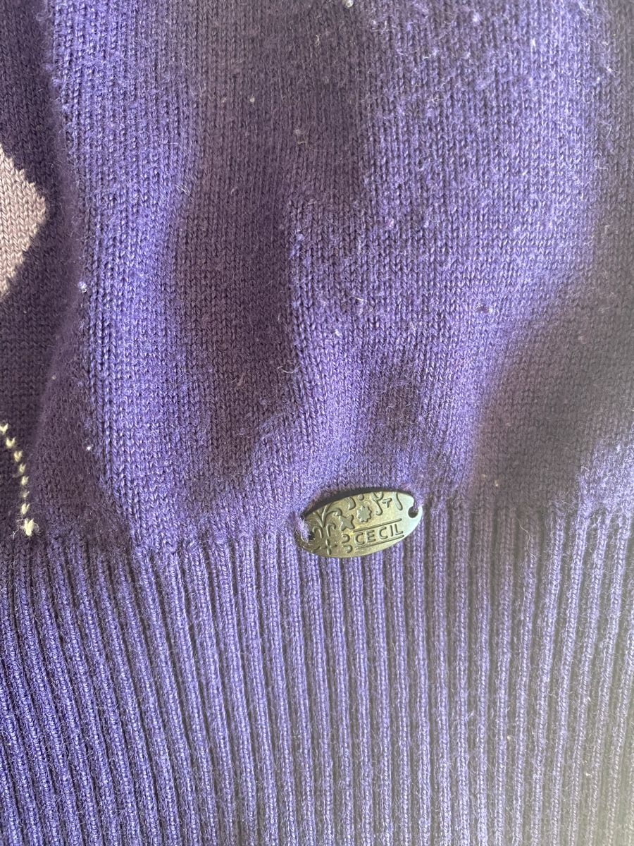 Cecil Maglioni & Felpe: Cecil Damen Rollkragenpullover Lila Rautenmuster Grösse s-m – Usato da lommis venduto da inf_thv8 3