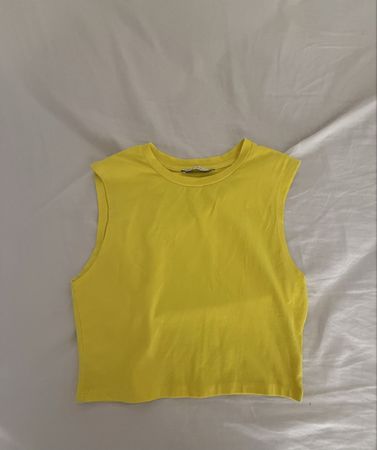 Zara gelbes Neon Crop Top – Bauchfrei & Eng - Grösse S