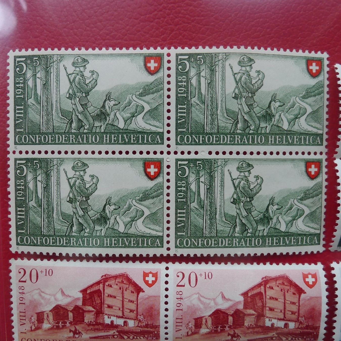 Tutti i francobolli: 1948, B38-B41 ** postfrische Viererblöcke, Kat: 48.- – Usato da Sursee venduto da Luzernerraute 1