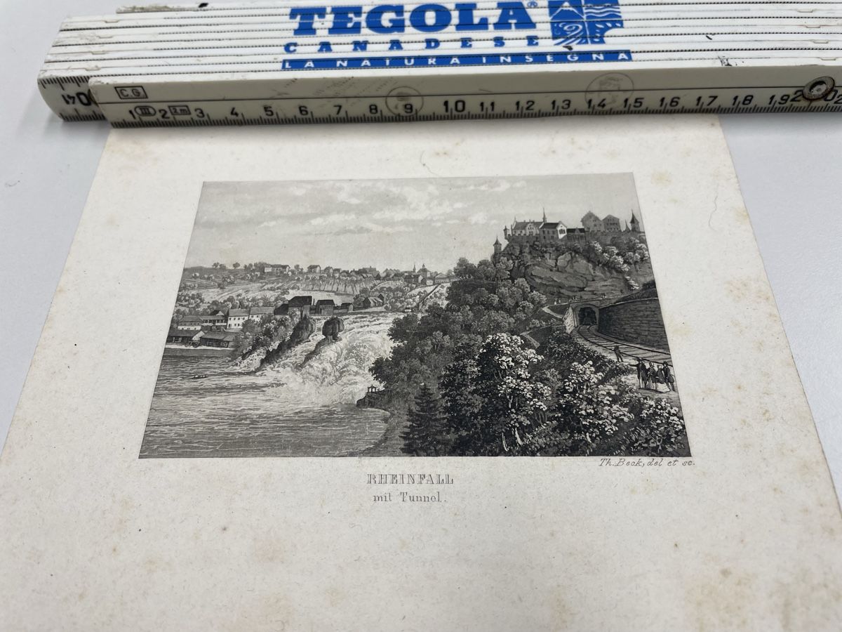 Grafica & Litografie: Originale Rheinfall-Lithographie, seltene Ansicht mit Tunnel – Usato da Volketswil venduto da Edwiga01 2