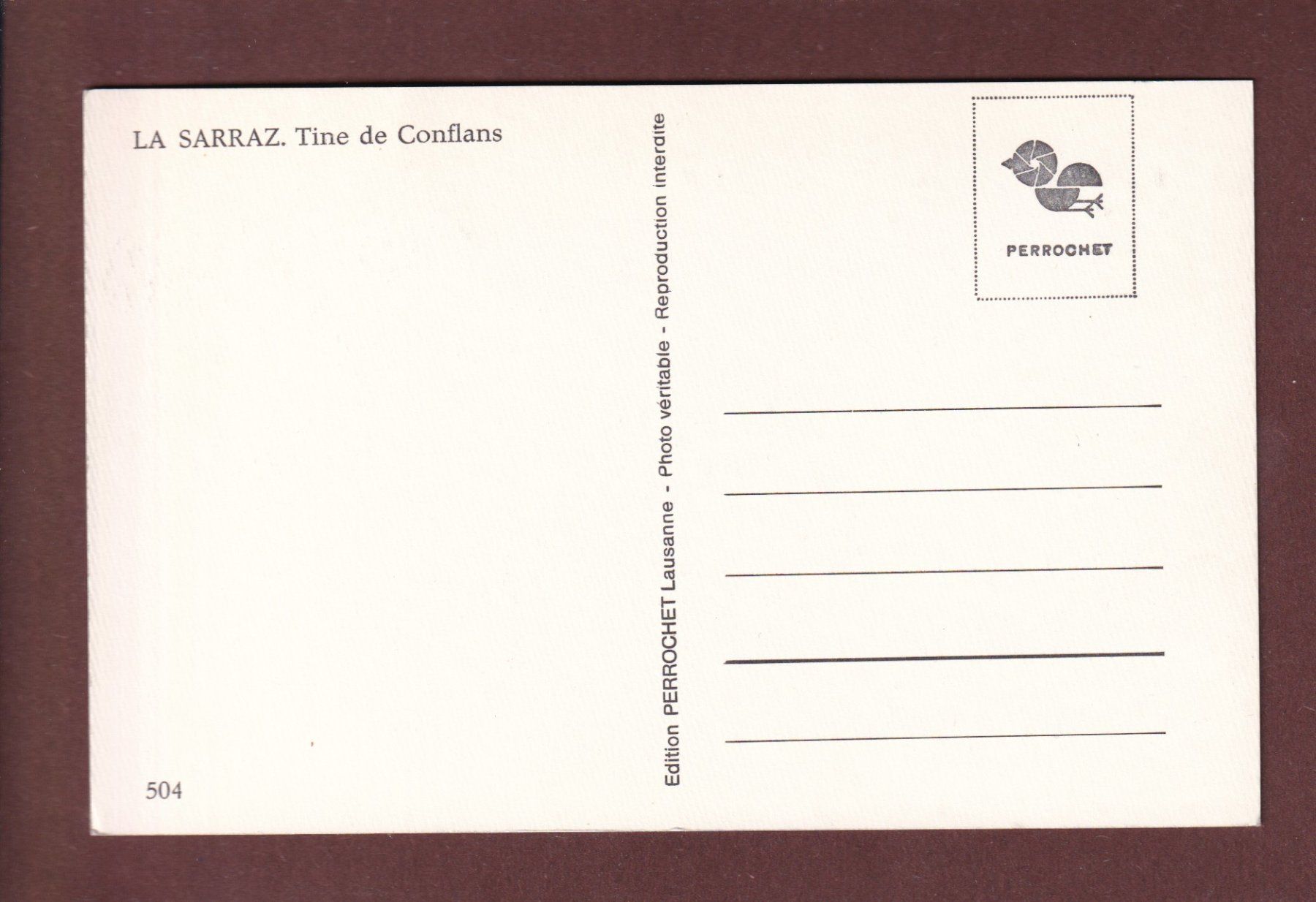 Cartes postales: LA SARRAZ - Tine de Conflans – D'occasion à Pully par nicecards-shop 1