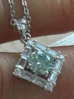 🩵Luxus 1ct.Kette Silber Moissanite Hellblau sehr Brillant