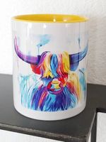 Motivtasse Highland Cow gelb bunt